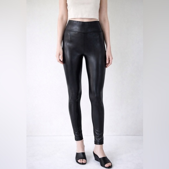 SPANX Pants - Spanx Black Faux Leather Leggings XS High Rise Shaping